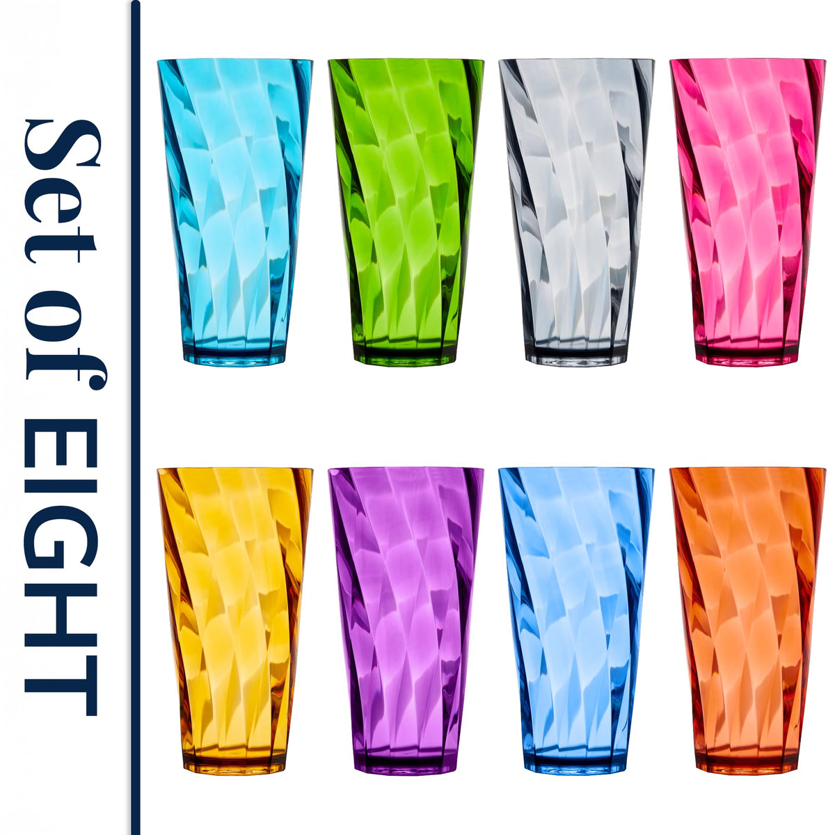 US Acrylic Optix jewel-tone wedding-registry cups add color.