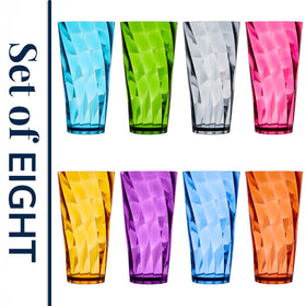 US Acrylic Optix jewel-tone wedding-registry cups add color.