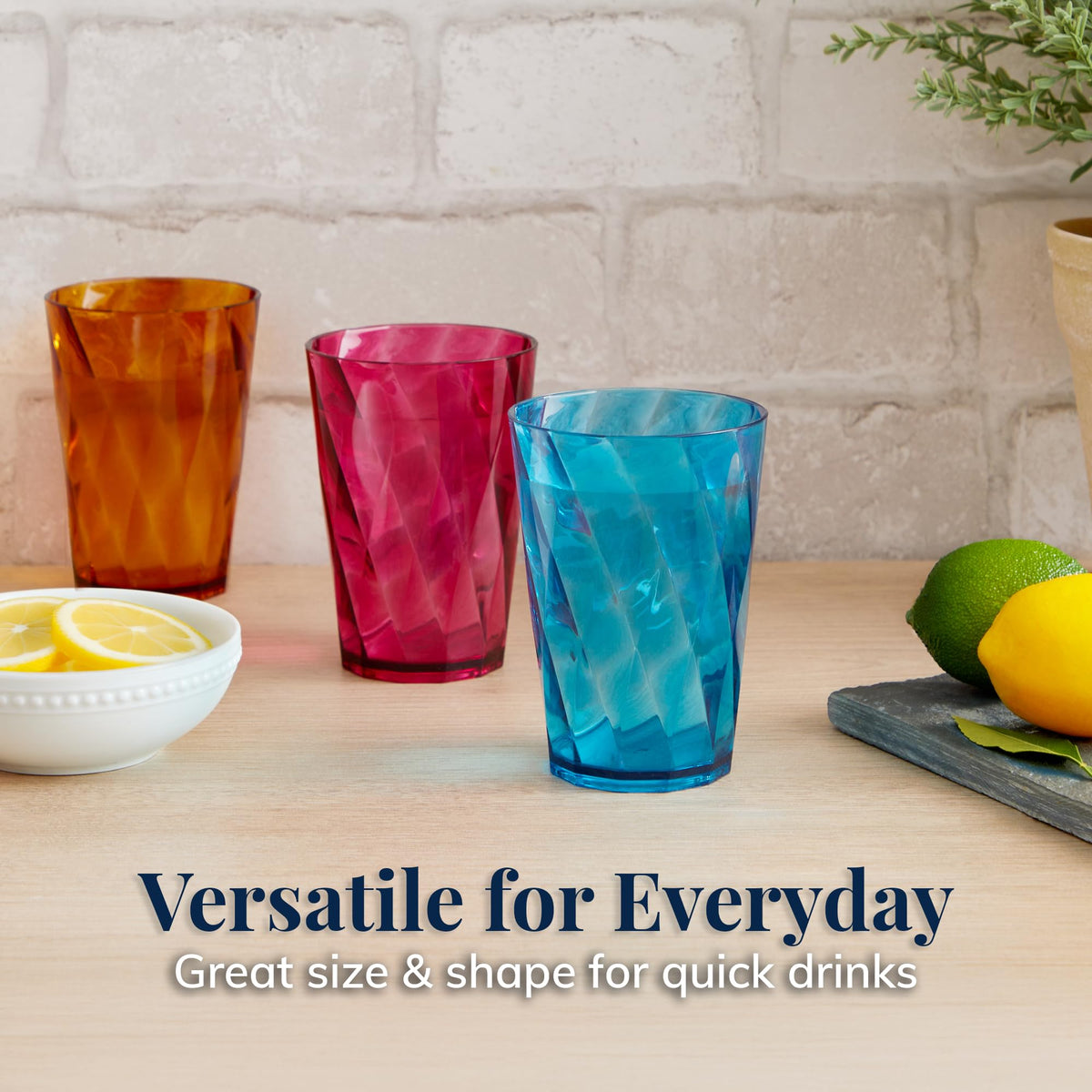 US Acrylic Optix Mini twist pattern enhances grip and style for casual entertaining.