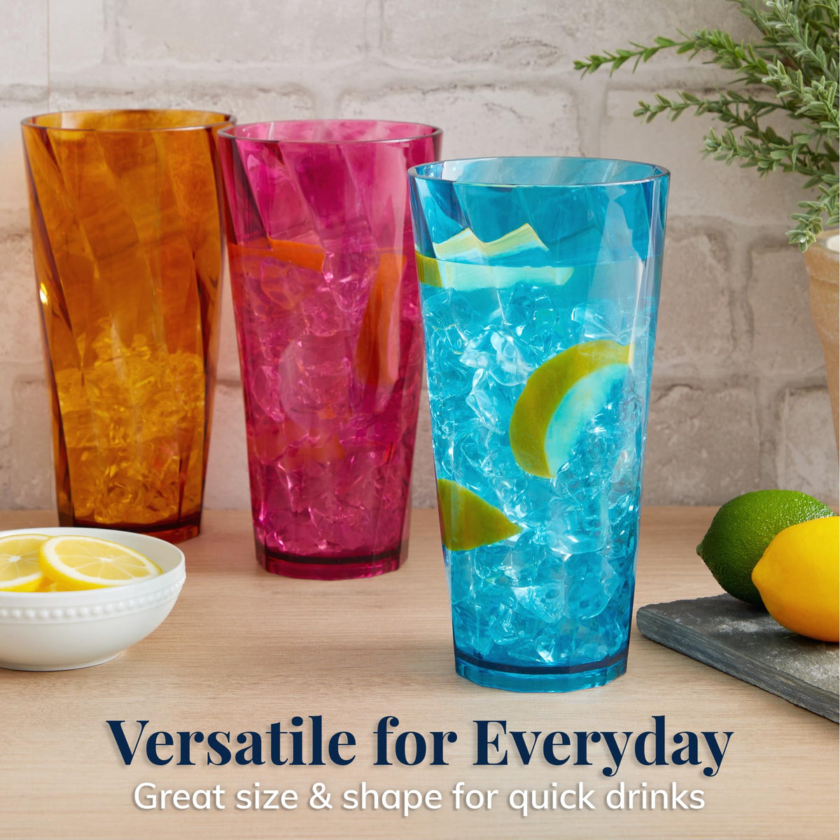 US Acrylic Optix shatterproof tumbler with thick base for everyday use.