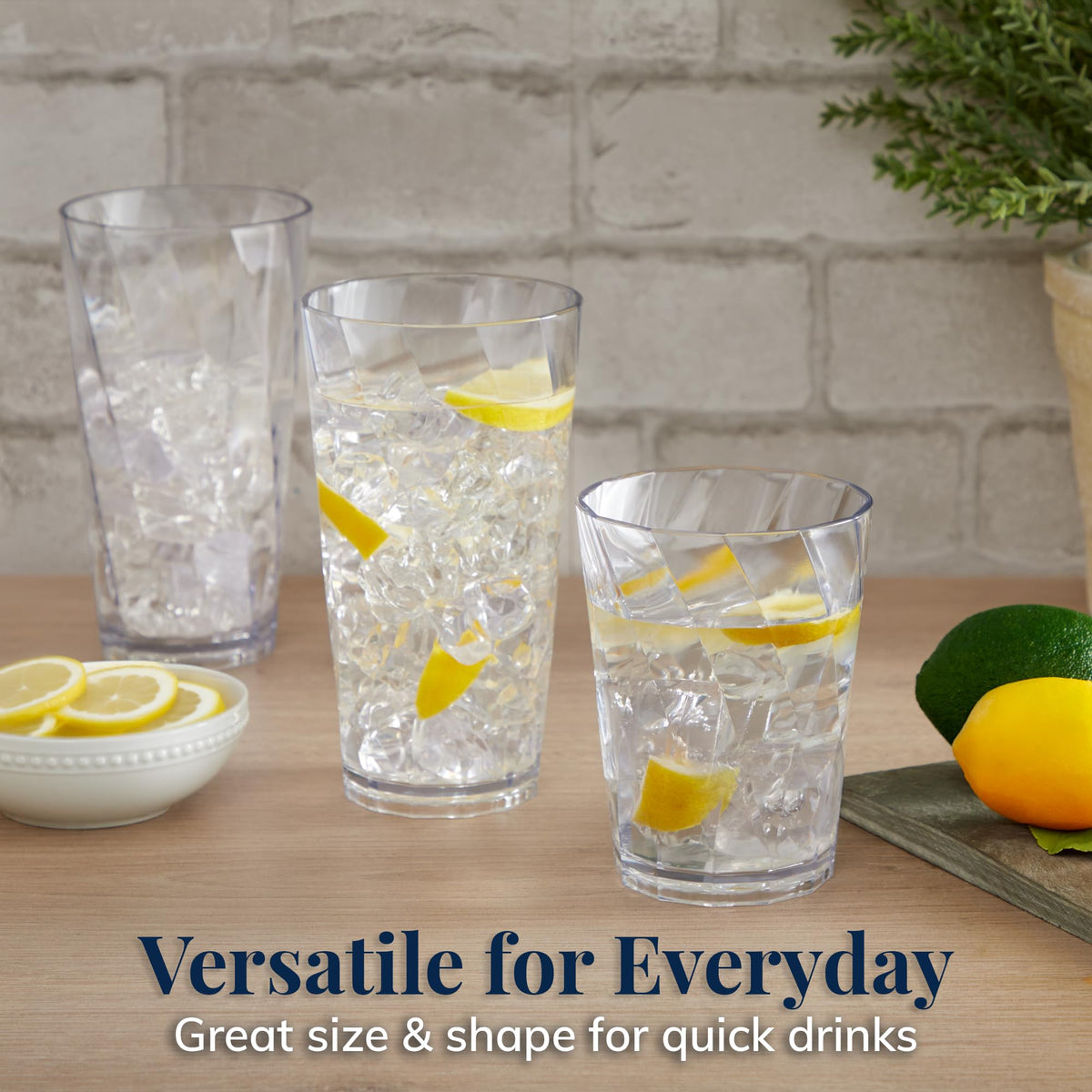 US Acrylic Optix smooth-top-edge 14oz glass for easy sipping.