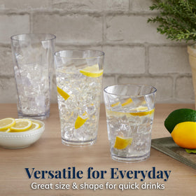 US Acrylic Optix smooth-top-edge 14oz glass for easy sipping.