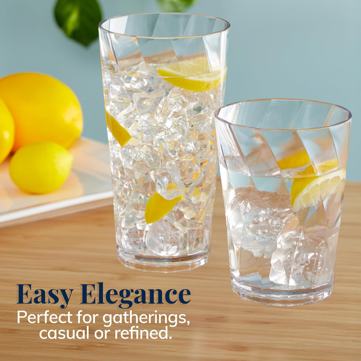 US Acrylic Optix thick-base 14oz glass with sturdy feel.