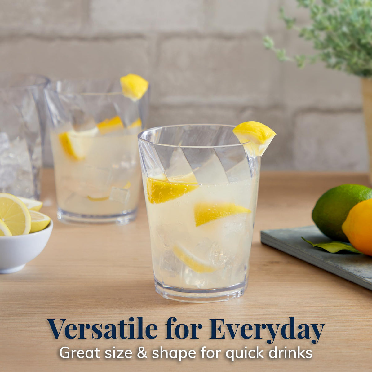 US Acrylic Optix thick-base tumbler emphasizing stability and weight.