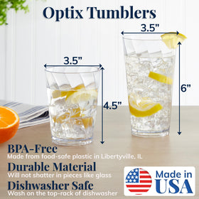 US Acrylic Optix twist-pattern 20oz glass, perfect for large beverages.