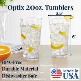 US Acrylic Optix 20oz tumbler with thick base for a glass-like feel