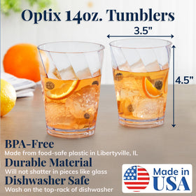 US Acrylic Optix 14oz glass showing twist pattern for stylish visuals.