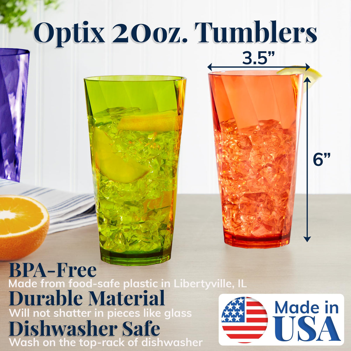 US Acrylic Optix twist-pattern cups add stylish flair to any table setting