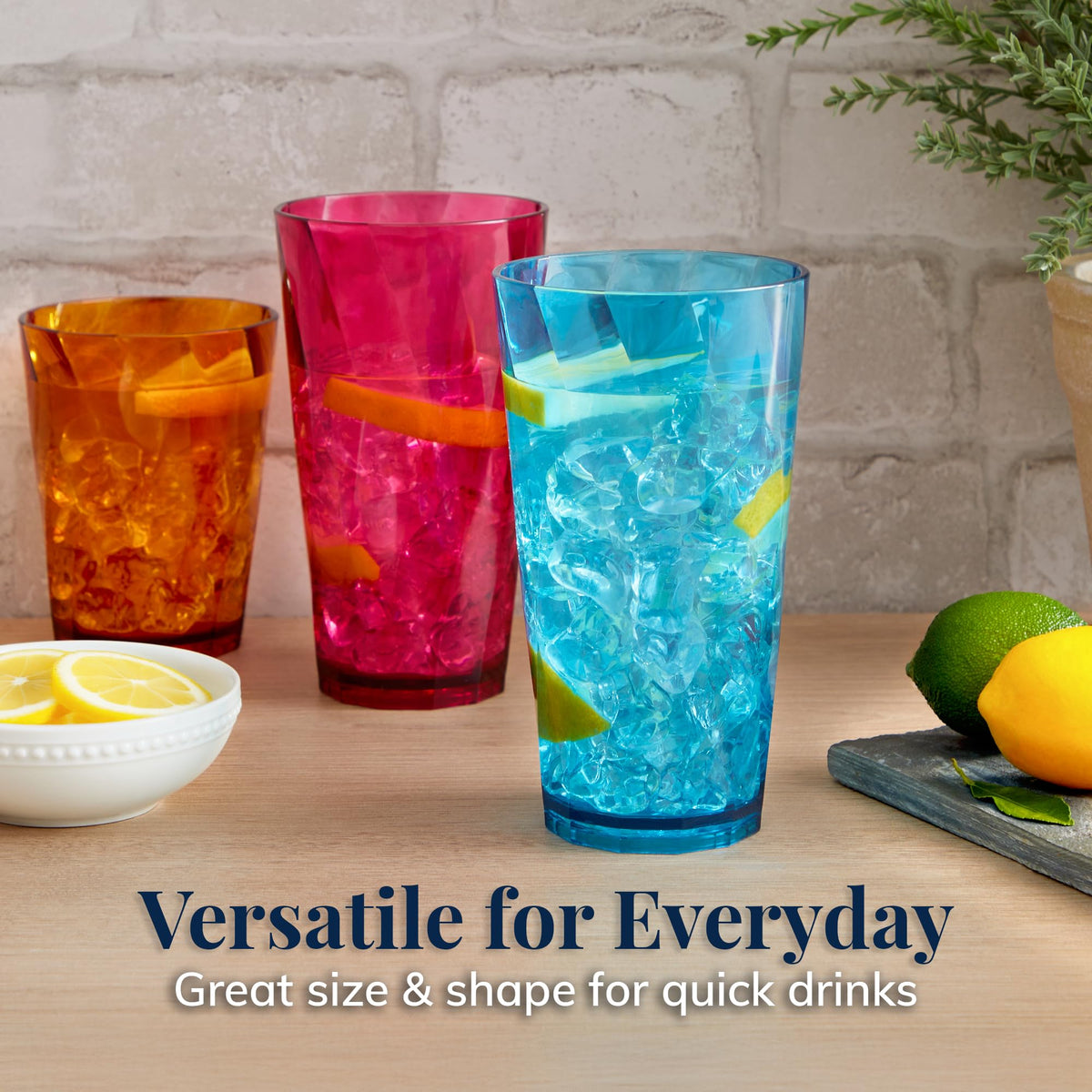 US Acrylic Optix twist-pattern glass adds style to any table setting.