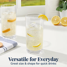 US Acrylic six-pack 16oz drinking glasses with durable, glass-like base.