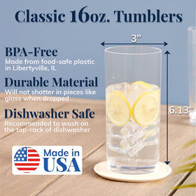 US Acrylic smooth top edge 16oz tumbler designed for comfortable sipping.