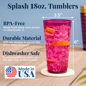 US Acrylic Splash 18oz tumbler close-up highlights ripple edge for comfortable sipping