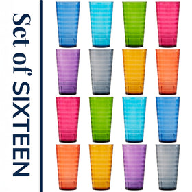 US Acrylic Splash 18oz cups in a 16-pack versatile for drinks