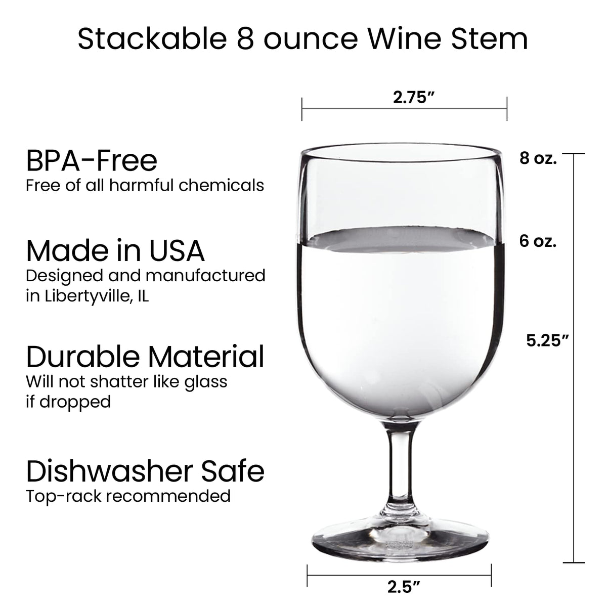 US Acrylic BPA-free wine stem for picnics and gatherings