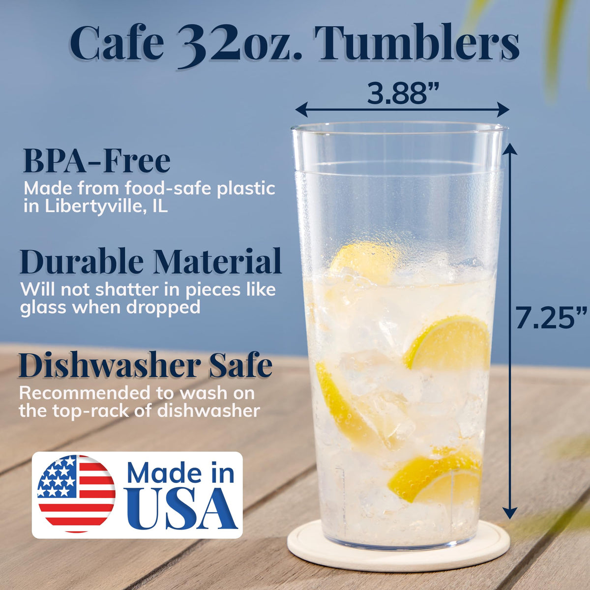 US Acrylic stackable 32oz tumblers save cabinet space