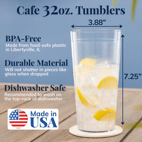 US Acrylic stackable 32oz tumblers save cabinet space