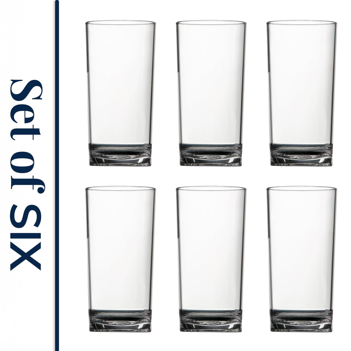 US Acrylic thick-base clear look glasses suitable for cocktails and water.