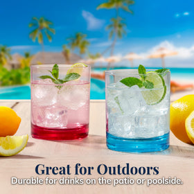 US Acrylic top-rack dishwasher safe glasses for easy cleanup.