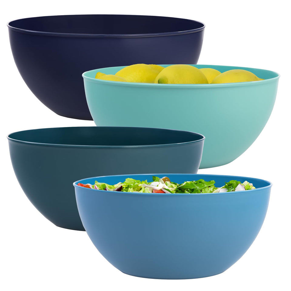 US Acrylic Vista 10-inch bowls in coastal colors, ideal for casual salads and side dishes.