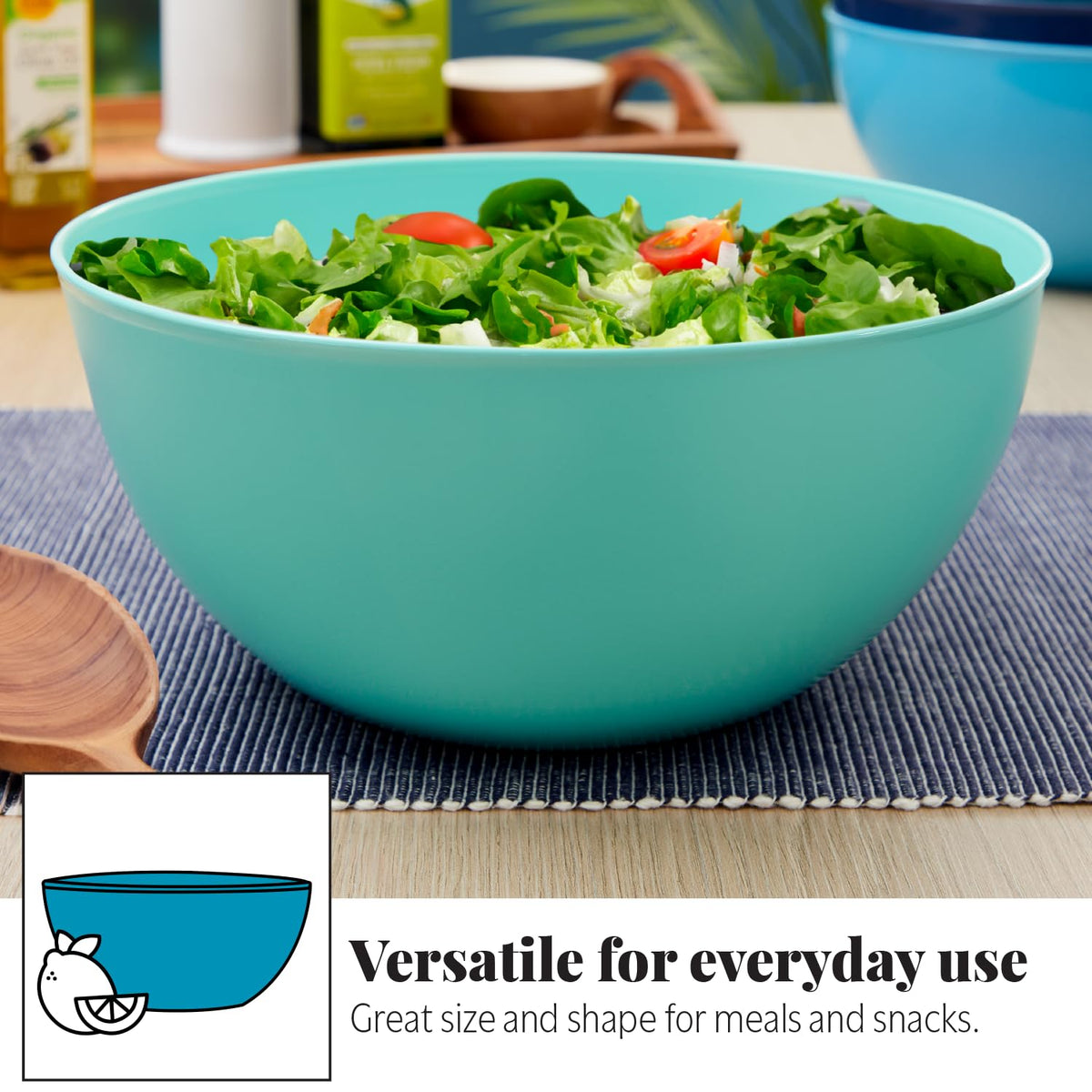 US Acrylic Vista indigo blue bowl highlighting premium color and lightweight design.