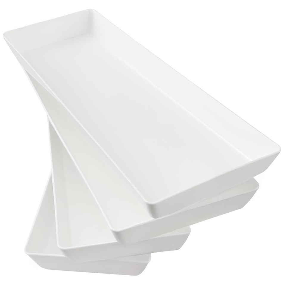 US Acrylic white serving trays 15x5 set of four for appetizers and desserts