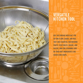 U.S. Kitchen Supply colanders rest securely on bases for hands-free draining