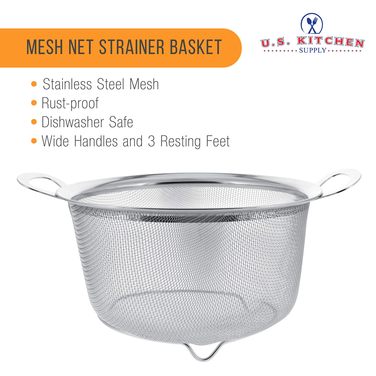 US Kitchen Supply colander resting feet design for hands-free stability