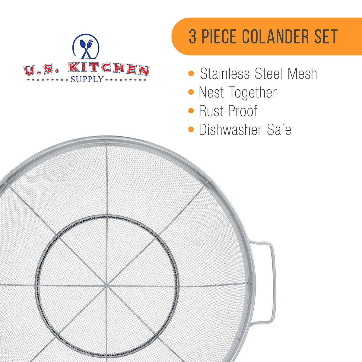 U.S. Kitchen Supply nestable colanders save space in compact kitchens
