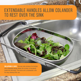 US Kitchen Supply collapsible design stores neatly and expands for larger tasks.