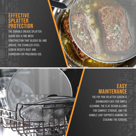 US Kitchen Supply dishwasher-safe splatter guard for easy cleaning.