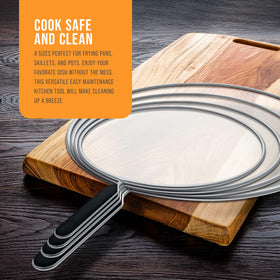 U.S. Kitchen Supply dishwasher-safe splatter screen makes cleanup easy.