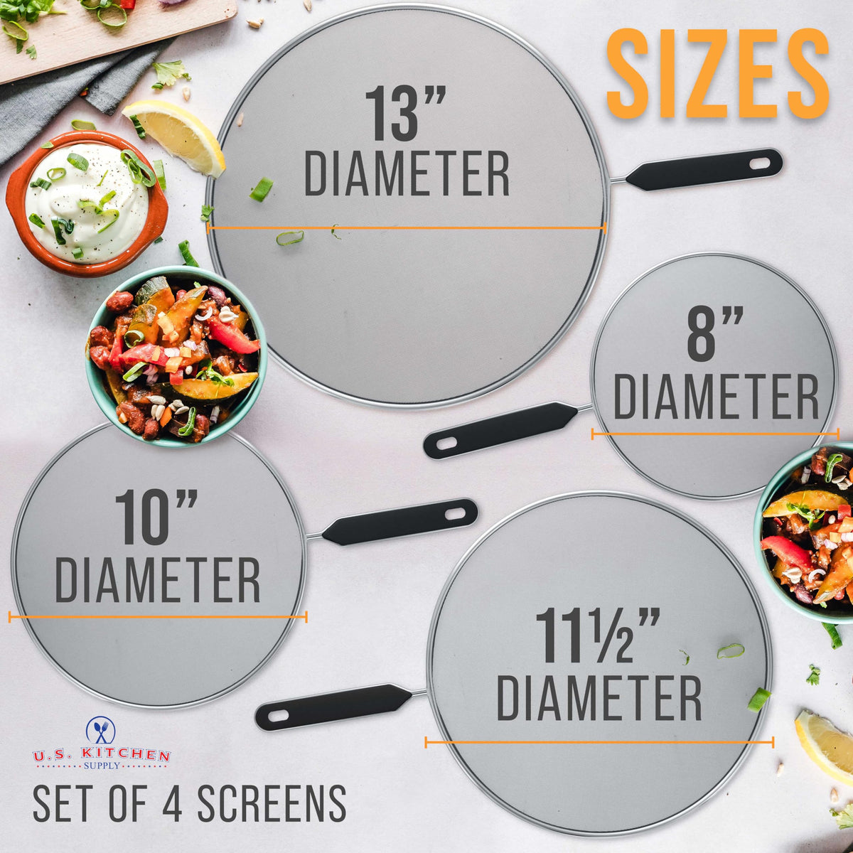 U.S. Kitchen Supply 10-inch splatter screen for bacon and eggs.