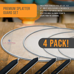 U.S. Kitchen Supply 11.5-inch guard protects pan edges during frying.