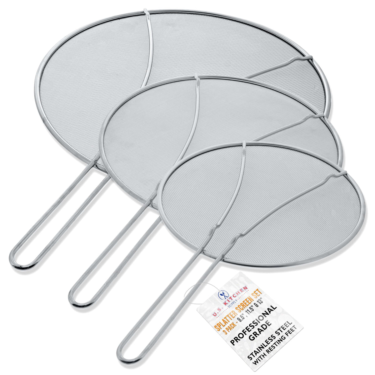 US Kitchen Supply splatter screen 13-inch on pot with wide coverage to help reduce mess