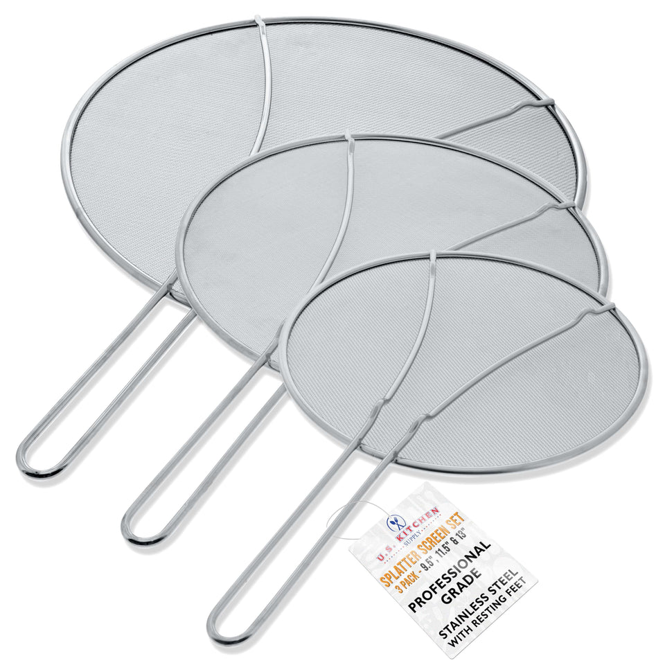 US Kitchen Supply splatter screen 13-inch on pot with wide coverage to help reduce mess