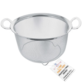 US Kitchen Supply stainless steel colander handle close-up highlighting sturdy grip and polished rim
