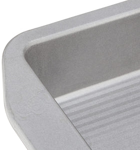 USA Pan 1120BW-3-ABC-1 square pan easy-grip handles shown for safe handling.