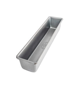USA Pan Cocktail loaf pan side view showing even sides for uniform slices.