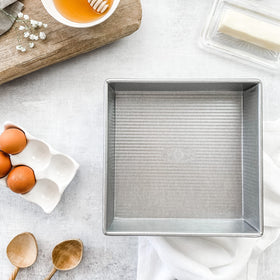 USA Pan corrugated surface improves air circulation for crisp edges.