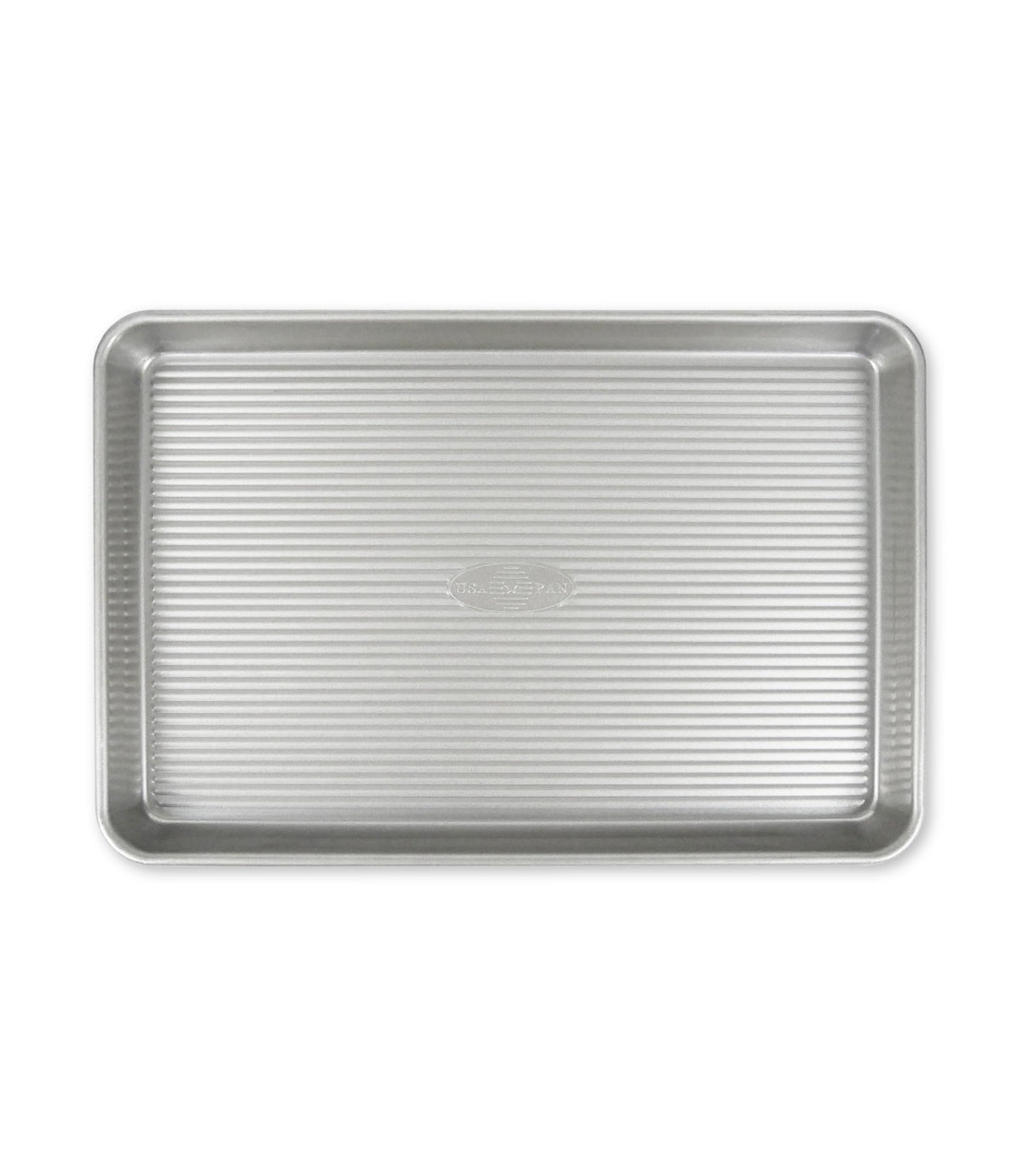 USA Pan jelly roll baking sheet 14x9 with corrugated surface for even baking and easy release.