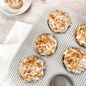 USA Pan Jumbo Texas Muffin Pan in aluminized steel for durable, even heating.