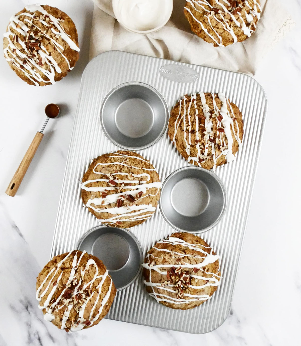 USA Pan Jumbo Texas Muffin Pan with nonstick coating for easy release.