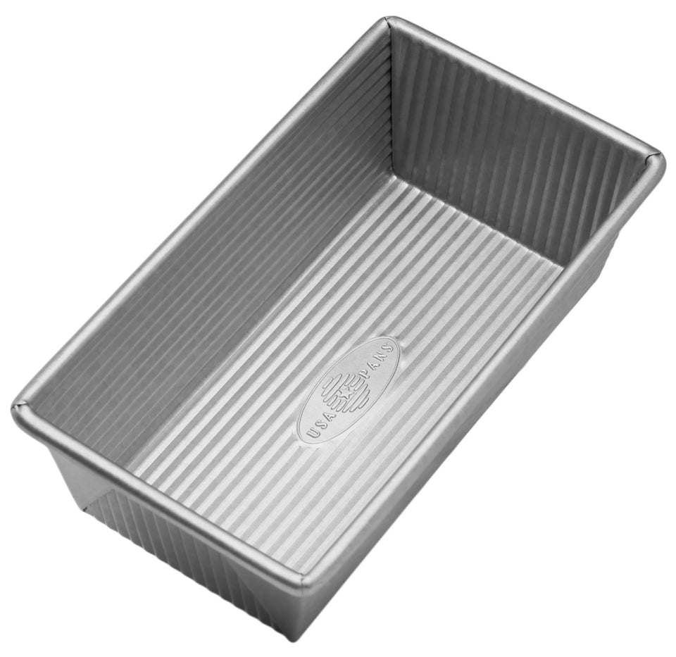 USA Pan 1-Pound Loaf Pan top view shows sturdy construction for even baking.
