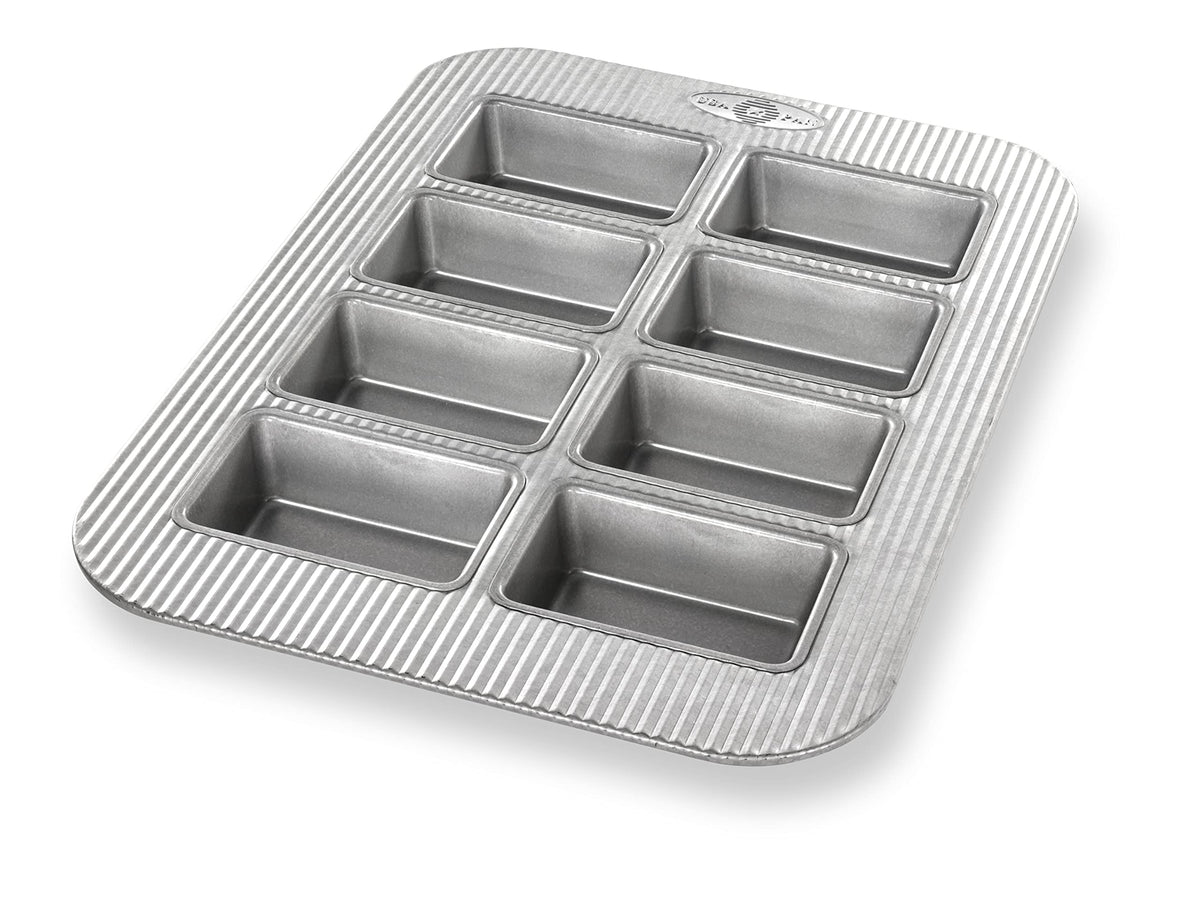 USA Pan mini loaf pan with 8 wells and evenly baked loaves.