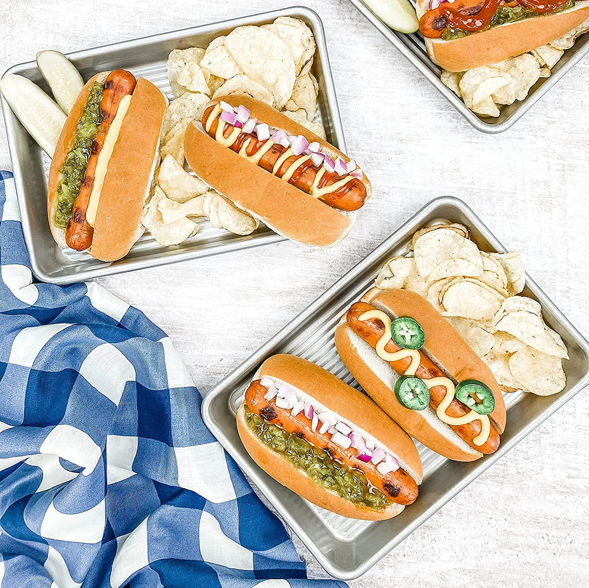 USA Pan mini sheet pan outer dimensions show toaster oven compatibility.