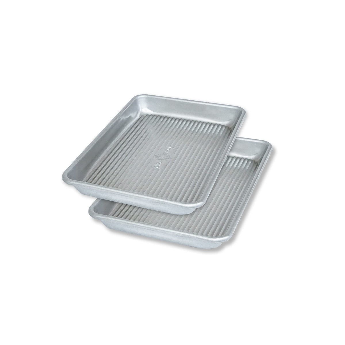 USA Pan mini sheet pan set top view with corrugated surface for even baking.