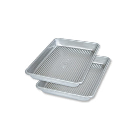 USA Pan mini sheet pan set top view with corrugated surface for even baking.