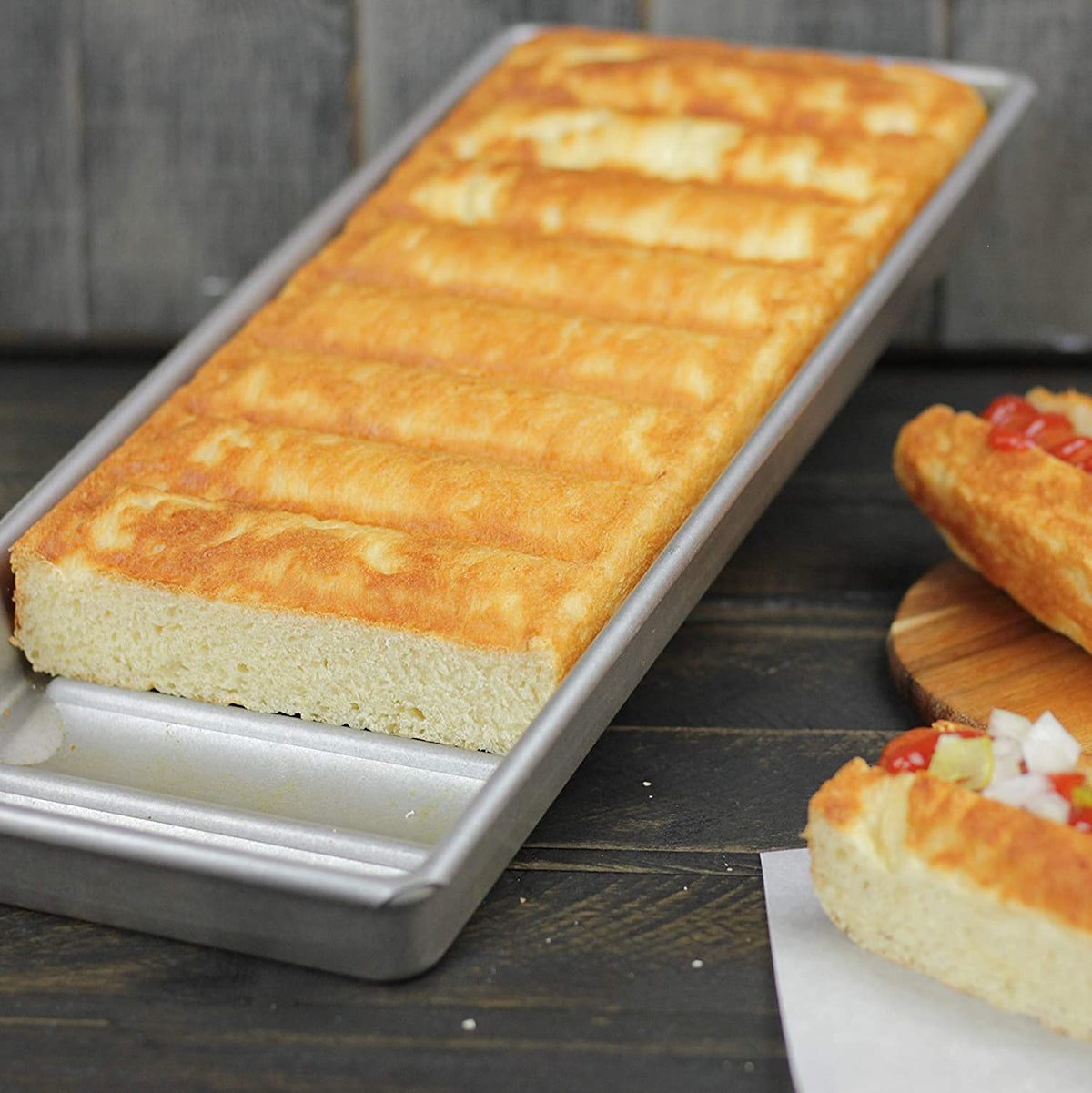 USA Pan New England pan baking ten buns at once.