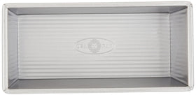 USA Pan Pullman loaf pan lid closed shows protective cover for uniform rises.