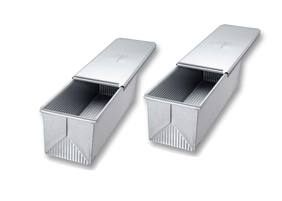 USA Pan Pullman loaf pan with cover set for even browning and easy release.